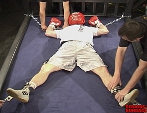 R562_MALEBONDAGE_FairPlay_ChuckJamieDaleEdwardSteve_RestrainedToMetalBedAtMedicalToys