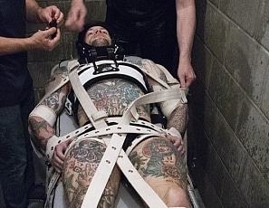 R865_MALEBONDAGE_TormentingJimmyUSMC_Part1of2__JimmyDennisNick_SegufixOnGurneyWaterHosedown