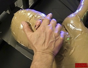 R992_MALEBONDAGE_BoyBlakeMummification_Part1of2_BlakeBobBind_BobsHouseMummificationOverBed